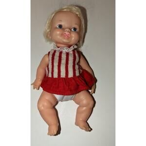 Vintage 9" 1970 Ideal Belly Button Doll Original Dress